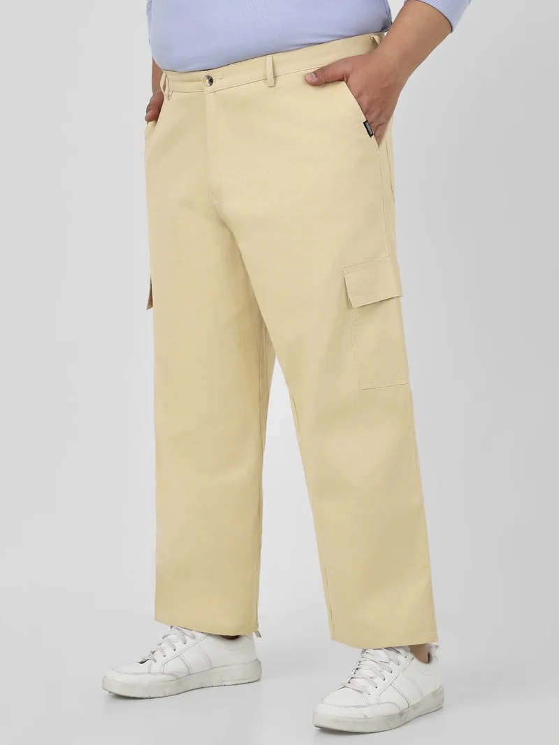 أوربانو فاشن Urbano Plus Men's Beige Loose Baggy Fit Solid Cargo Chino Pant with 6 Pockets Non-Stretchable