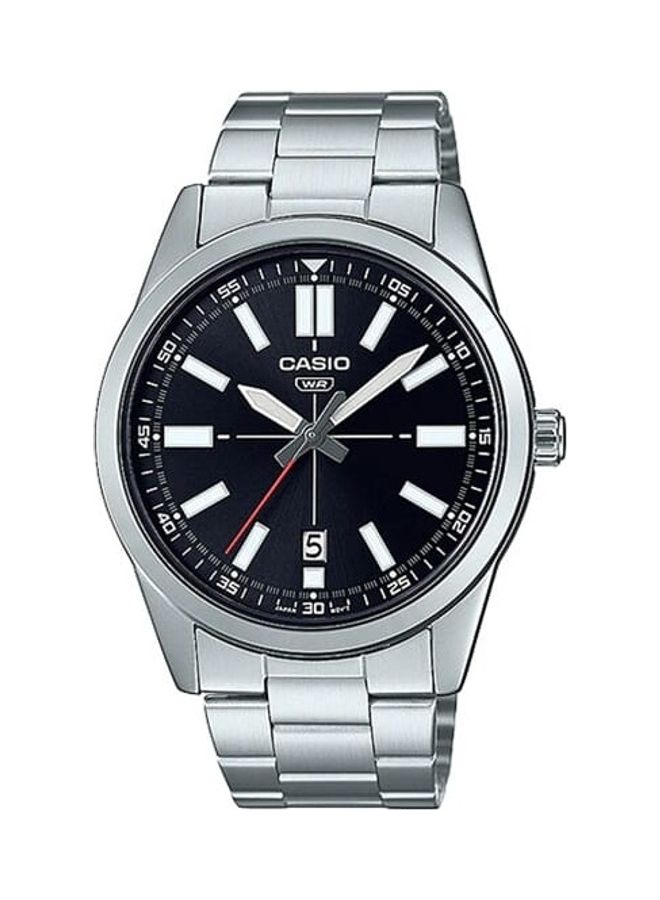 CASIO Men Black Dial Stainless Steel Band Analog Wrist Watch MTP-VD02D-1EUDF - Image 1