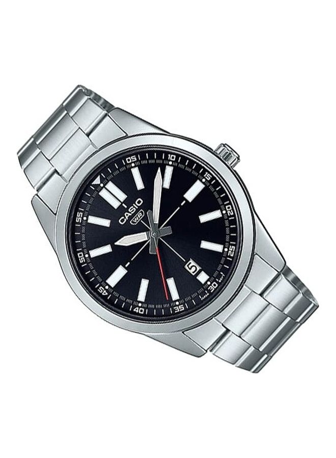 CASIO Men Black Dial Stainless Steel Band Analog Wrist Watch MTP-VD02D-1EUDF - Image 2