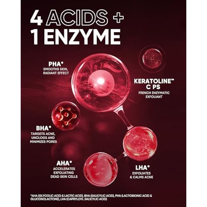 SKINTIFIC 12% AHA BHA PHA LHA Peeling Solution, Glycolic Acid Acne Treatment for Face, Exfoliating Peeling Serum for Dull, Rough, Oily Skin with Clogged Pores & Dead Cells - Image 2