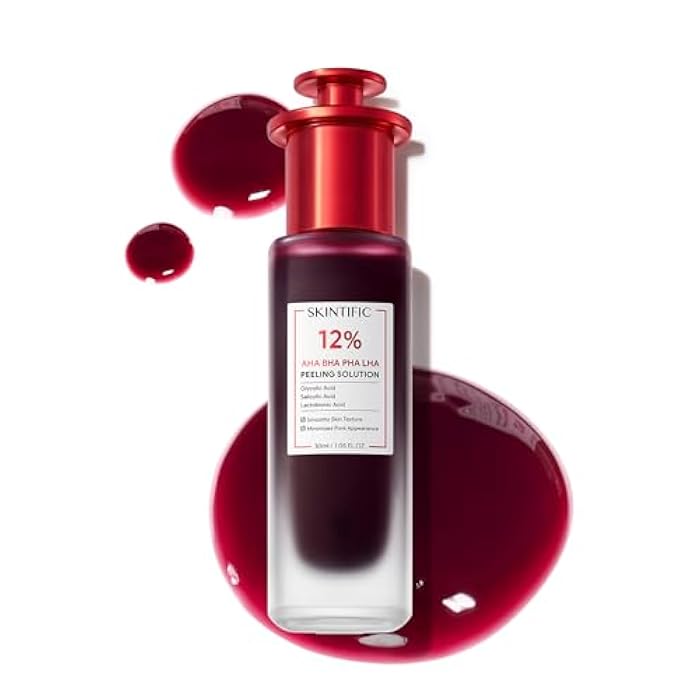 SKINTIFIC 12% AHA BHA PHA LHA Peeling Solution, Glycolic Acid Acne Treatment for Face, Exfoliating Peeling Serum for Dull, Rough, Oily Skin with Clogged Pores & Dead Cells - Image 1