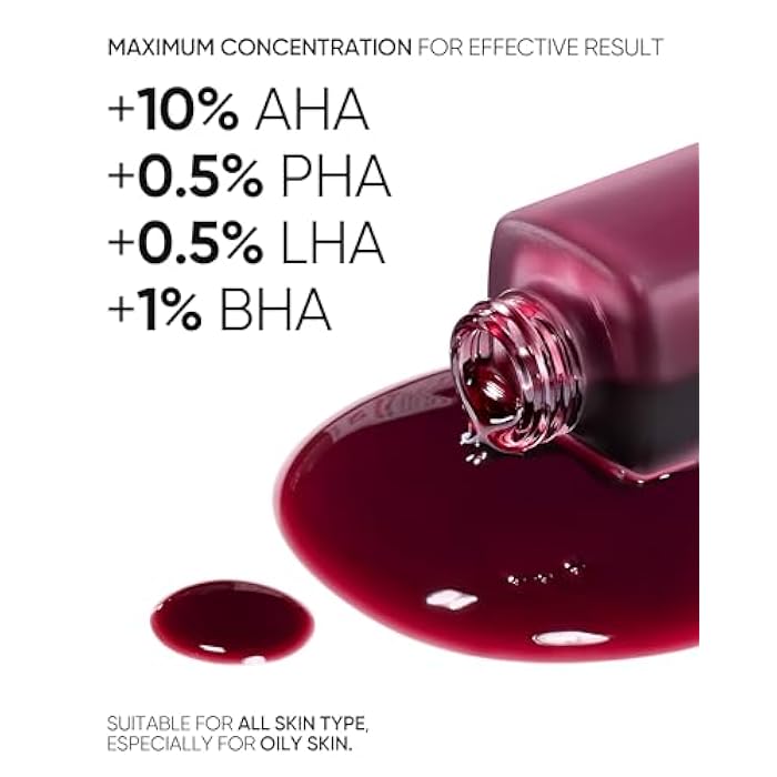 SKINTIFIC 12% AHA BHA PHA LHA Peeling Solution, Glycolic Acid Acne Treatment for Face, Exfoliating Peeling Serum for Dull, Rough, Oily Skin with Clogged Pores & Dead Cells - Image 4