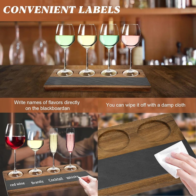 SoeKoa Flight Board, Whiskey Tasting, Beer Flight Board with Writable Stones That Hold 8 Cups, Whiskey Tasting Board for Chalkboard Labels Brewery Gifts Party Bar (4 pcs) - Image 4