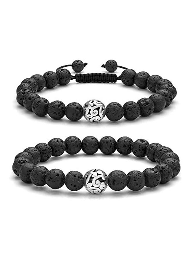 Top Plaza 2 Pcs Healing Crystal Stone Bead Elastic Stretch Bracelet Adjustable Gemstone Beaded Braided Bracelets Yoga Meditation Reiki Balancing Quartz s Mens Couples, Stone  - Image 2