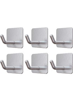 Zaboon Duty Adhesive Hooks Stick On Wall Adhesive Hangers Strong Stainless Steel Holder Self Adhesive Hooks For Kitchen Bathroom Home Door Towel Coat Key Robe 6 Packs Silver  - Image 1