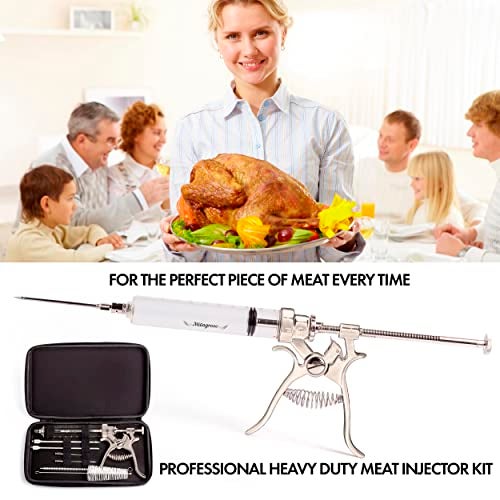 Milagroso Meat Injector Syringe Stainless Steel Outdoor Meat Kit Marinade Flavor Food Injector Syringes with 4 Marinades Needles Grill Smoker Injectors Professional Syringe Held Culinary Barbecue Tool For BBG - Image 5