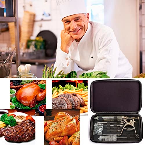 Milagroso Meat Injector Syringe Stainless Steel Outdoor Meat Kit Marinade Flavor Food Injector Syringes with 4 Marinades Needles Grill Smoker Injectors Professional Syringe Held Culinary Barbecue Tool For BBG - Image 4
