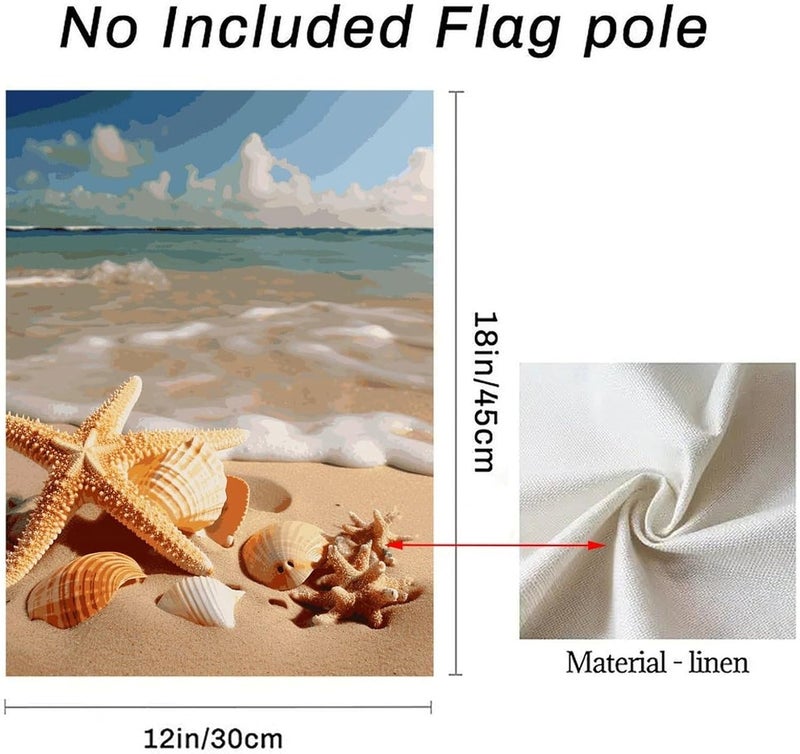 Seashells Starfish on Beach Garden Flag Double Print Yard Flag 12×18 Inch Lawn Flag Outdoor Decor Flag House Garden Banner Holiday Yard Banner Home Entryway Flag For Outdoor Yard All Four Seasons - Image 3