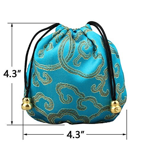 Vafon Chinese Silk Brocade Embroidered Drawstring Jewelry Pouch Bag Colors Value Set 34 pcs - Image 4
