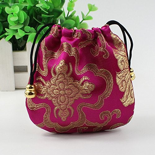 Vafon Chinese Silk Brocade Embroidered Drawstring Jewelry Pouch Bag Colors Value Set 34 pcs - Image 5