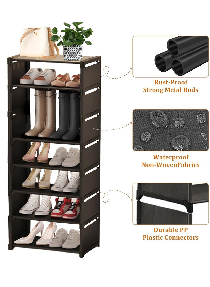 XiuWoo 8 Tier Shoe Rack, widened version, Shoe Storage Rack for Closet Entryway Tall Slim, Vertical Shoe Rack, Shoe Organizer for 10-14 Pairs of Shoes, Space Saving Corner Shelf Shoe - Image 2