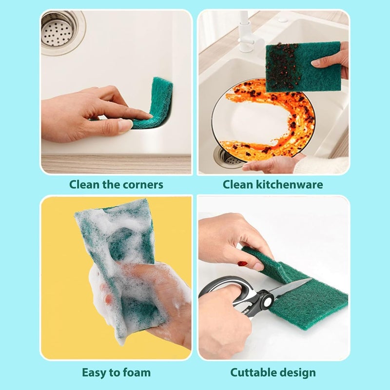 Cozron Cozron Multipurpose Scratch Proof Kitchen Utensil Scrubber PadScrubber Sponge for PantryScrubbing Pads for Dishwashing Bathroom and Toilet Washing Floor Cleaning Green10 Pcs - Image 4