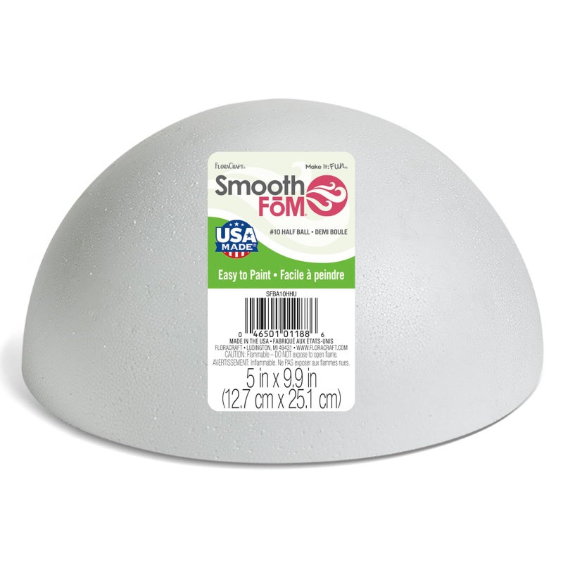 FloraCraft كرة نصفية مجوفة من فلورا كرافت 5 إنش × 99 إنش بيضاء