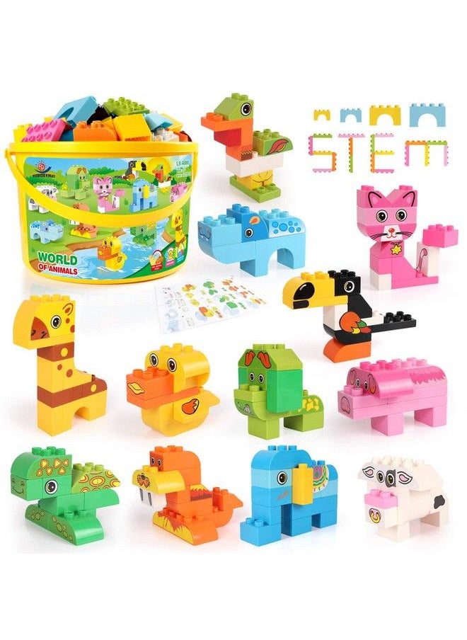 EP EXERCISE N PLAY Building Blocks Set For Toddlers Creative Large Building Bricks Toy Animals Building Kit With Storage Box Preschool Learning Educational Toys For Kids Boys Girls Gifts For 3+ Years Old (122 Pieces)  - Image 2