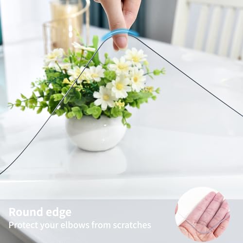 LBJFYHJN Clear Desk Mat, Non-Slip PVC Desk Protector Mat with Round Edge, Heat Resistant & Waterproof Clear Desk Writing Mat for Home and Office (35.4"*16.9") - Image 5