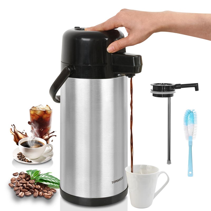  TOMAKEIT Airpot Coffee Carafe for Keeping Hot102oz3L Coffee Dispenser Thermal with PumpInsulated Stainless Steel Hot Beverage Dispenser for PartiesThermal Carafe for Hot Drinks Water Tea Chocolate 