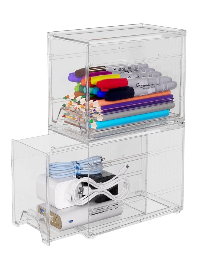 CHANCETSUI 2 Pcs Organizer Drawer, Dustproof Desktop Office Supplies, Clear Desk Accessories - Image 1