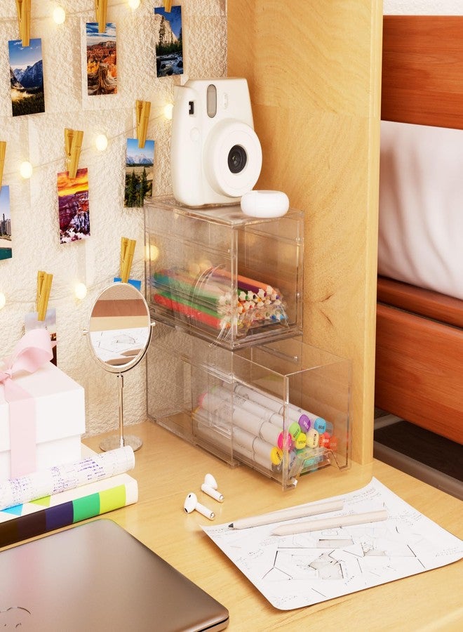 CHANCETSUI 2 Pcs Organizer Drawer, Dustproof Desktop Office Supplies, Clear Desk Accessories - Image 4