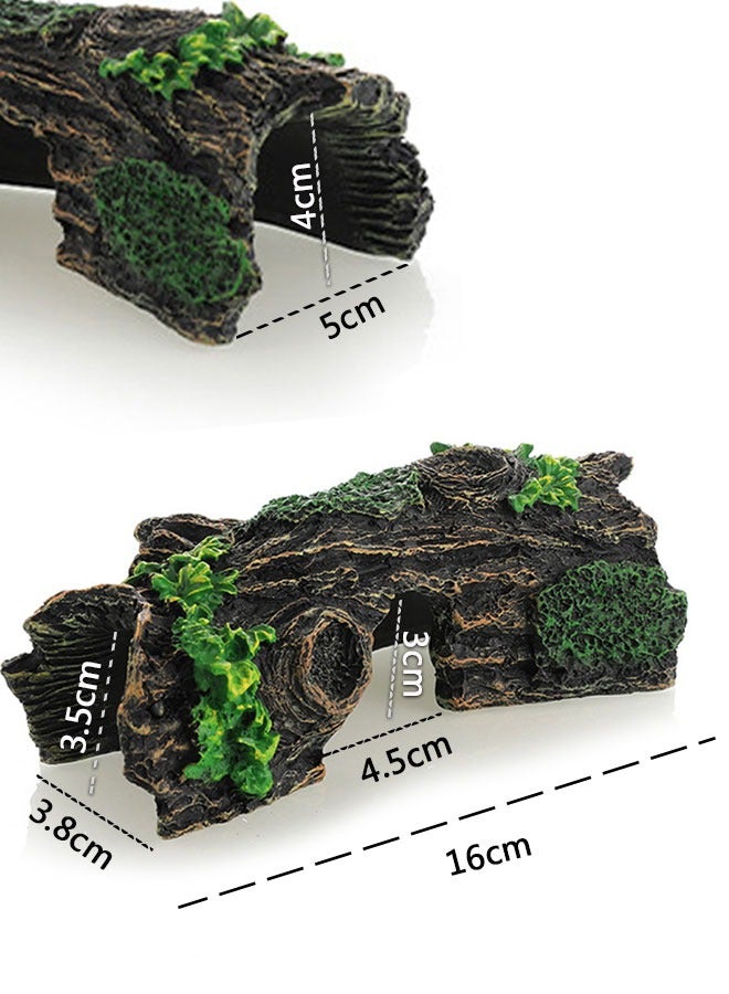 وهاواي Fish Tank Decorations Resin Hollow Tree Trunk Ornament, Bettas House Cave Wood House Decor for Aquarium Decorations 16x8x5cm - Image 2