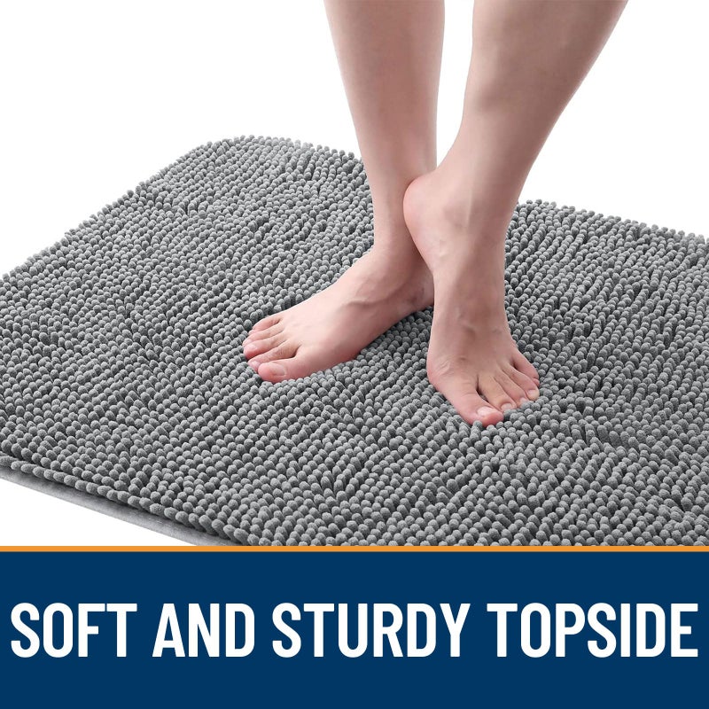 OLANLY Dog Door Mat for Muddy Paws 24x16, Absorbs Moisture and Dirt, Absorbent Non-Slip Washable Doormat, Quick Dry Chenille Mud Mat for Dogs, Entry Indoor Entryway Carpet for Inside Floor, Grey - Image 4
