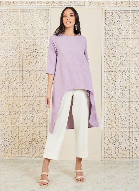 Lurex High Low Hem Tunic Top