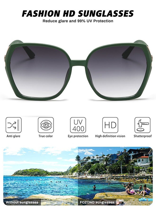 Eckek Sunglasses Women Unique Fashion Quare Design Sun Glassess for Womens High Quality Sun Glassess Gradient Ladies Sunglass UV400 Protection Eyewear Women's Eye Glasses for Travel Daily Shades Green - Image 3