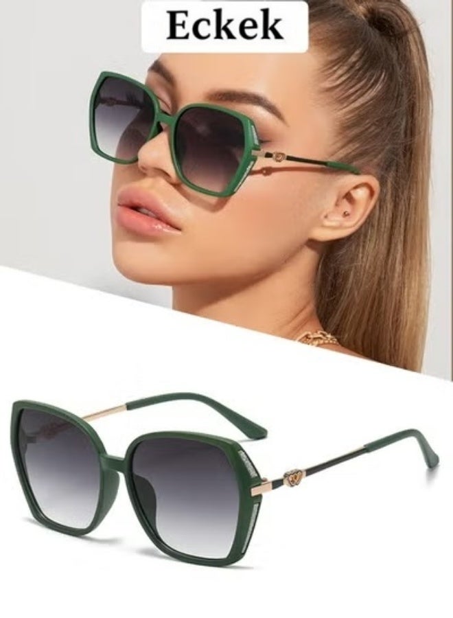 Eckek Sunglasses Women Unique Fashion Quare Design Sun Glassess for Womens High Quality Sun Glassess Gradient Ladies Sunglass UV400 Protection Eyewear Women's Eye Glasses for Travel Daily Shades Green - Image 1