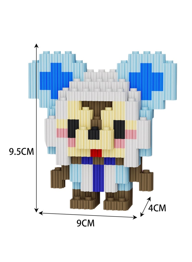 Miniature Small Particle Puzzle Building Blocks Gift Children's Educational Toy Puzzle (Blue Hat Bear) - Image 2