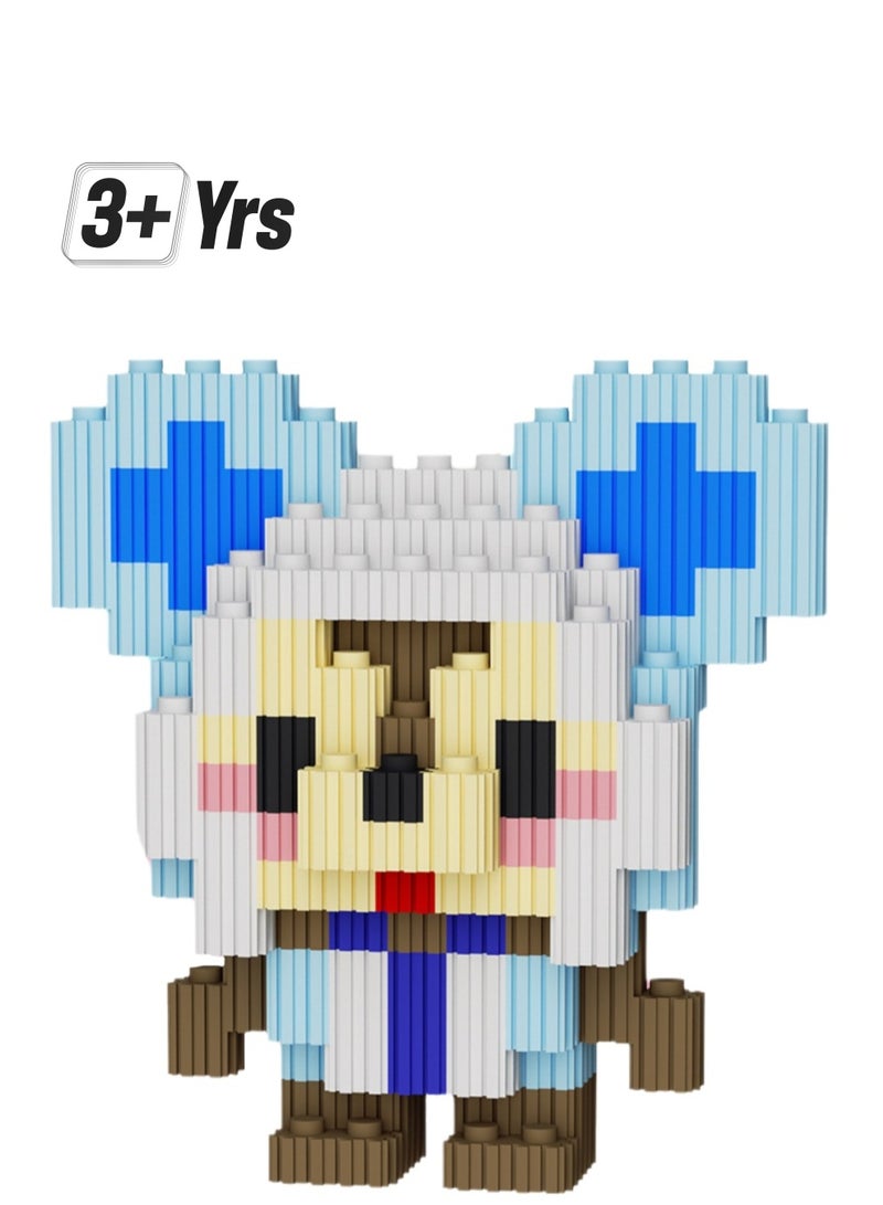 Miniature Small Particle Puzzle Building Blocks Gift Children's Educational Toy Puzzle (Blue Hat Bear) - Image 1