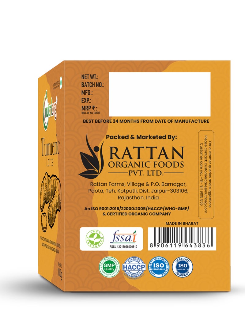 nutriorg Turmeric Latte Natural And Healthy Ashwagandha Golden Milk Immunity Booster Haldi Doodh Mix 100g  - Image 2