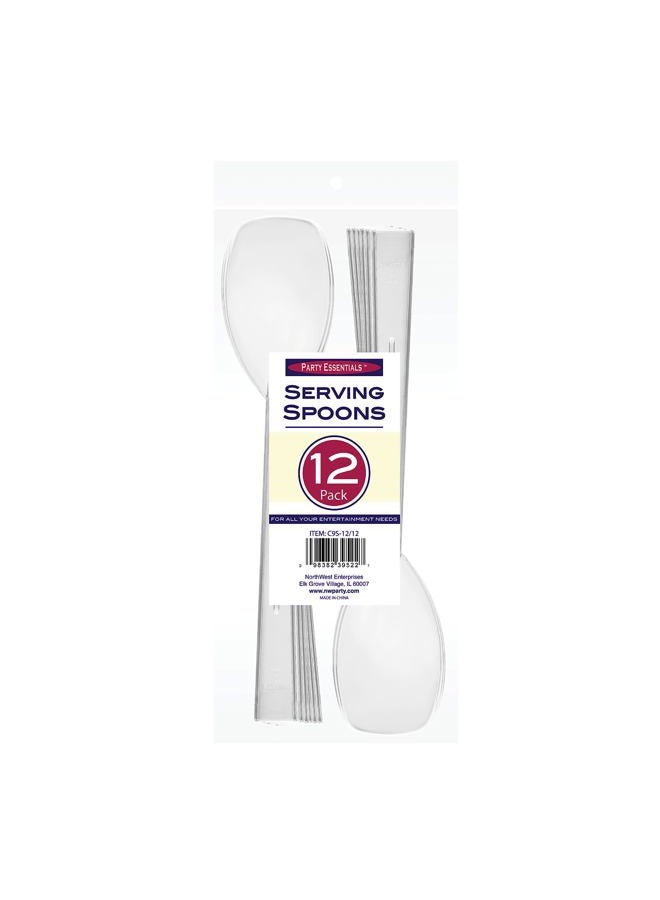 Party Essentials Hard Plastic 9" Serving Spoons, Clear, 12 Count - Image 2