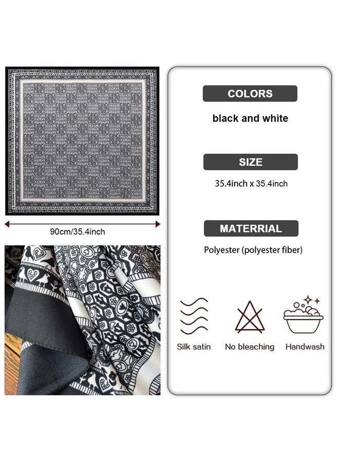 PALAY female Scarf For Women Square Scarfs Satin Silk-Like Hair Scarves Wraps Headscarf (Black - B) - Image 2