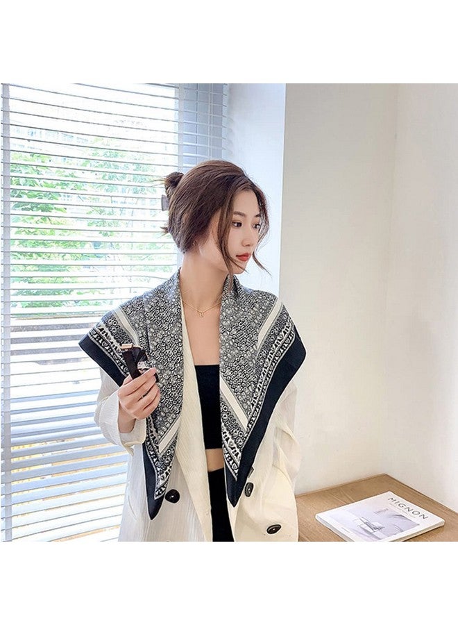 PALAY female Scarf For Women Square Scarfs Satin Silk-Like Hair Scarves Wraps Headscarf (Black - B) - Image 5