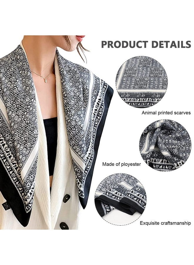 PALAY female Scarf For Women Square Scarfs Satin Silk-Like Hair Scarves Wraps Headscarf (Black - B) - Image 3