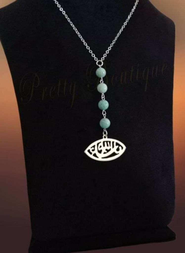 Women chain silvery with turquoise 
