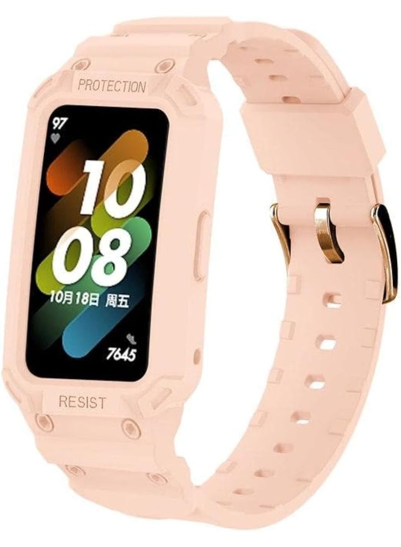 Soft Silicone Breathable Bracelet for Huawei Band 7 Watch (Pink)