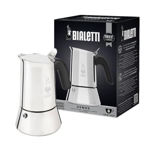Bialetti - New Venus Induction, Stovetop Coffee Maker, Suitable for all Types of Hobs, Stainless Steel, 6 Cups (7.9 Oz), Silver - Image 1
