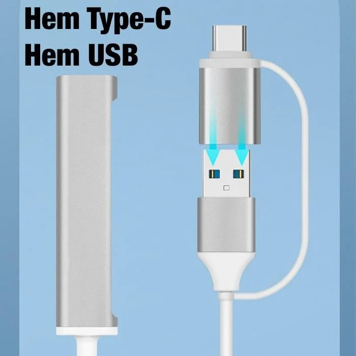 بولهاموبيل Polham 5in1 Type-C + USB Input Sdtf and USB Converter Adapter 3x USB 1x Tf 1x SD Replicator Hub