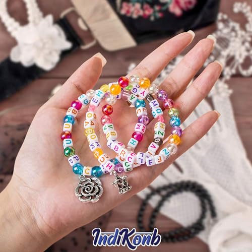 INDIKONB Alphabet Letter Cube 6mm | Colorful Alphabet for Bracelets | Cube Letter for Jewelry Making, DIY Crafts, and Personalized Accessories | 650 Pieces (Multicolor White) - Image 4