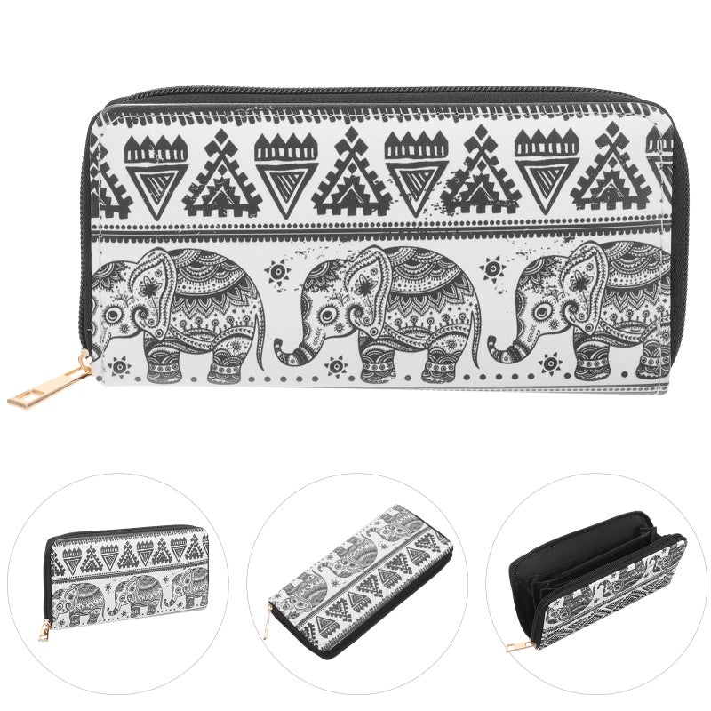 Women's Ethnic Style Cartoon Animal PU Leather Zip Around Wallet Clutch Large Travel Purse ( ) - Image 5