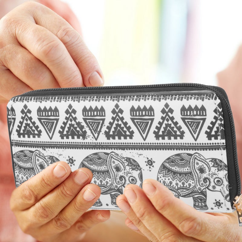 Women's Ethnic Style Cartoon Animal PU Leather Zip Around Wallet Clutch Large Travel Purse ( ) - Image 4