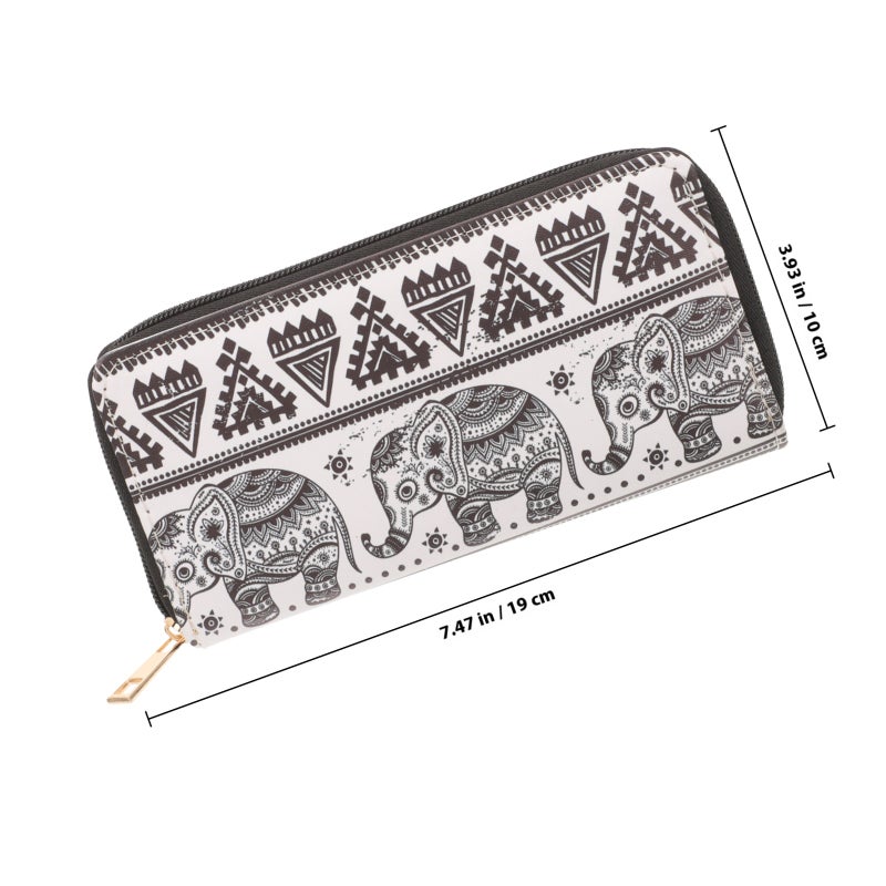 Women's Ethnic Style Cartoon Animal PU Leather Zip Around Wallet Clutch Large Travel Purse ( ) - Image 2