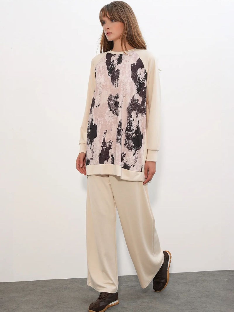 BIG DART BDART Oversize Abstract Print Crew Neck Tunic & Pants Set - Image 2