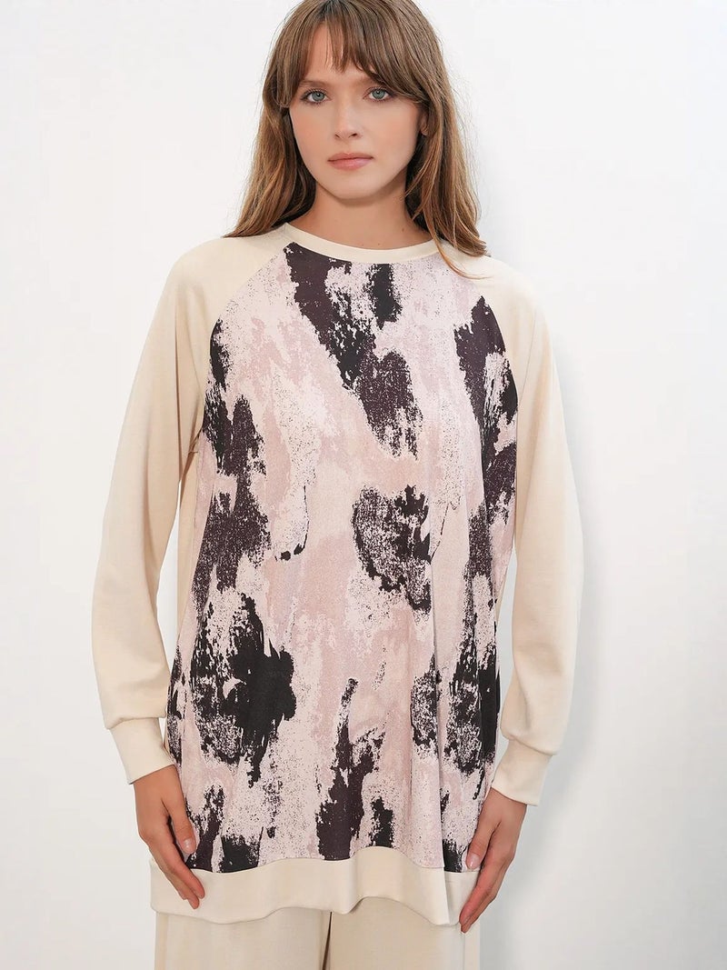 BIG DART BDART Oversize Abstract Print Crew Neck Tunic & Pants Set - Image 3