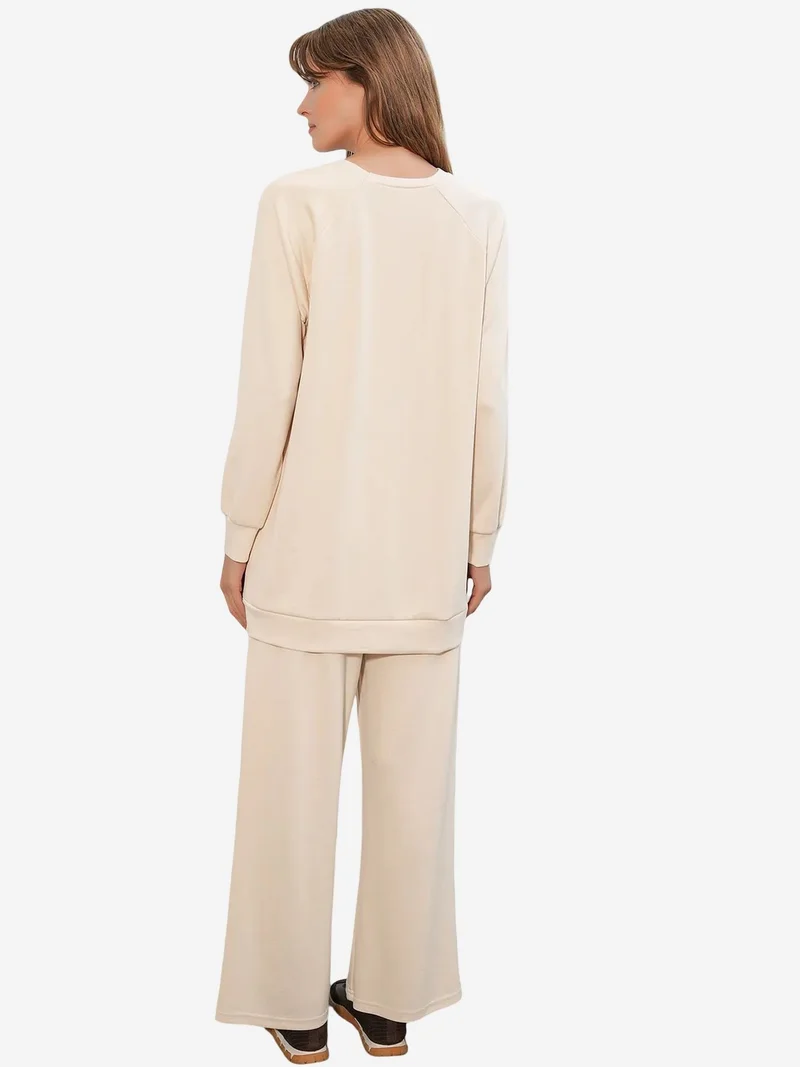 Big Dart  BDART Oversize Abstract Print Crew Neck Tunic & Pants Set for Women | Best Price UAE