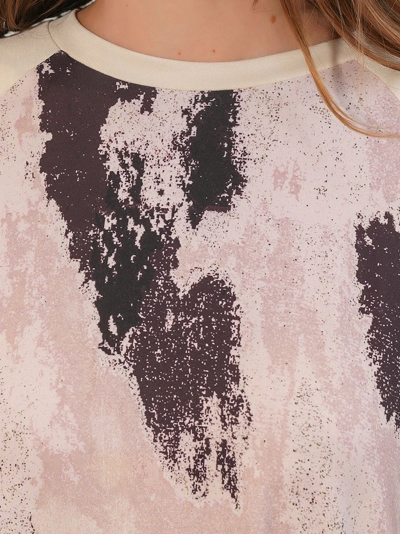 Big Dart  BDART Oversize Abstract Print Crew Neck Tunic & Pants Set for Women | Best Price UAE