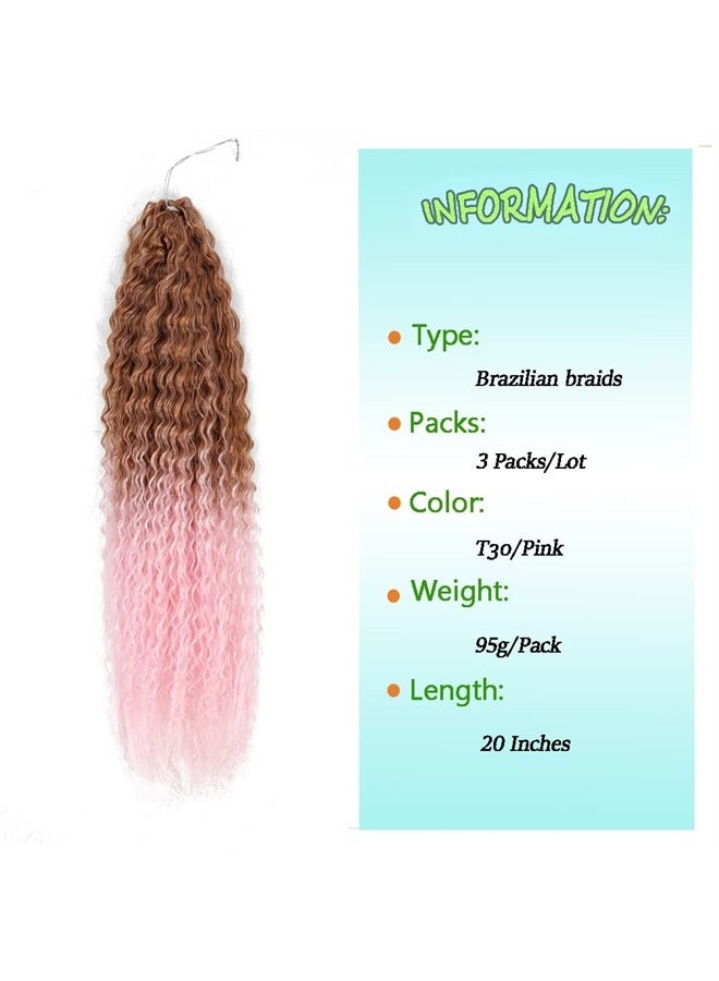 TATOUS Water Wave Crochet Hair Synthetic Brazilian Braids Curly Crochet Hair 3 PACKS Afro Kinky Curly Soft Black Braiding Hair Extensions Deep Water Wave Synthetic Crochet Hair For Black Women (20 Inch (Pack - Image 4