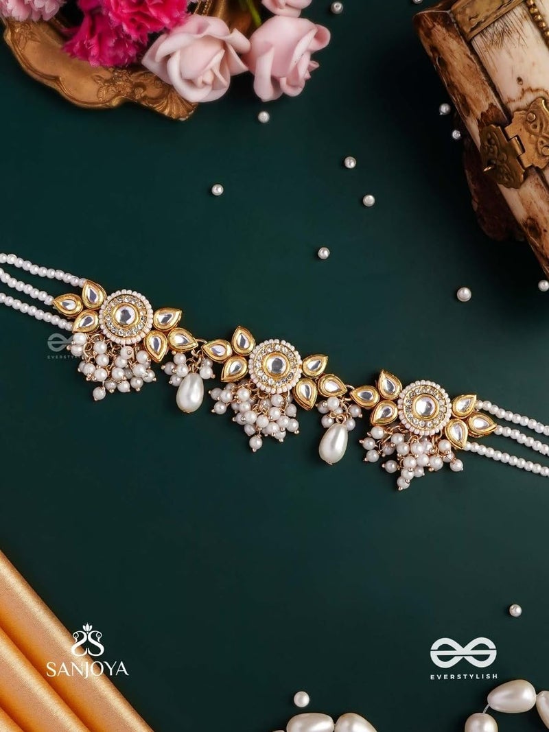 SANJOYA by EVERSTYLISH Kundan Necklace for Women | Gold-Tone Floral Design with Pearls | Ethnic Jewelry for Weddings, Festivals & Special Occasions - Image 3