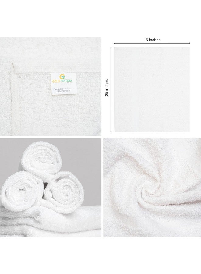 GOLD TEXTILES White Hand Towels 24 Pack (15x25 Inches) Cotton Blend Salon Towels Thin, Light Weight, Quick Drying Spa Towels - Image 3