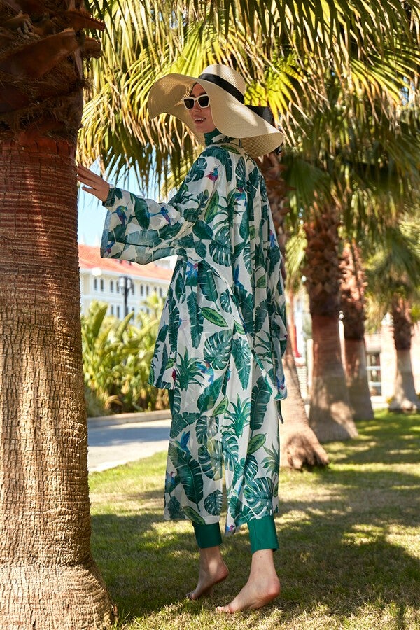 Remsa Mayo Remsa Modest Swimsuit Single Kaftan Kimono Pareo RP017 Green Leaves  - Image 4